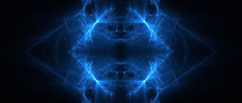 blue circular wave glow. kaleidoscope lighting effect.