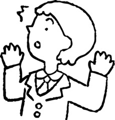 Monochrome Illustration of hand-drawn sideways businessman 