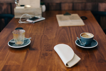 empty coffee cup on a table