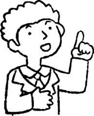 Monochrome Illustration of hand-drawn sideways businessman 