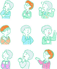 Pop Illustration of hand-drawn sideways businessman set