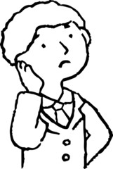 Monochrome Illustration of hand-drawn sideways businessman 