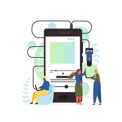 Podcast app, vector flat style design illustration