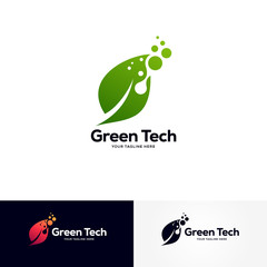 green tech logo designs template, creative technology logo symbol