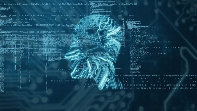 Digital profile of a man and program codes