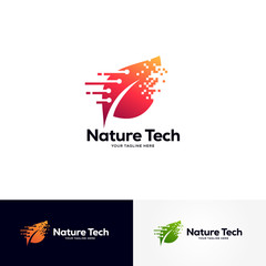 pixel green logo designs template, creative technology logo symbol