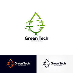 green tech logo designs template, creative technology logo symbol