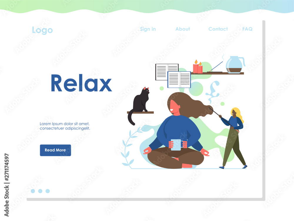 Poster relax vector website landing page design template