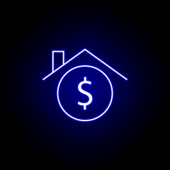 house home dollar icon in neon style. Element of finance illustration. Signs and symbols icon can be used for web, logo, mobile app, UI, UX
