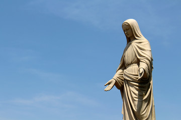 A closeup of statue of Mary at Trappist Monastery in Japan