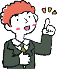 Illustration of a Businessman who responds sideways 