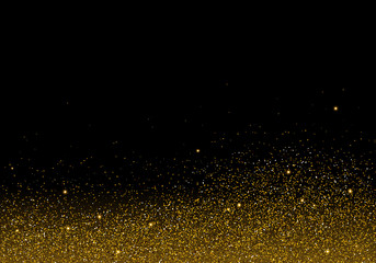 Golden glitter texture on black background