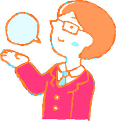 Pop color Illustration of a Businessman who responds sideways 