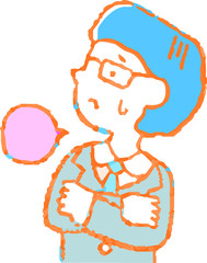 Pop color Illustration of a Businessman who responds sideways 