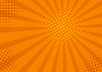 Retro comic rays yellow background. Vector illustration in pop art retro style