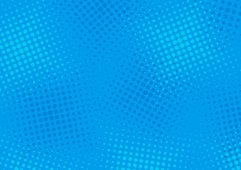 Retro comic blue background halftone dots. Vector illustration in pop art style