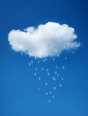 White cloud on blue sky. The concept of cloud technologies.