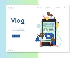 Vlog vector website landing page design template