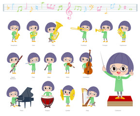 Green clothing Glasses girl_classic music