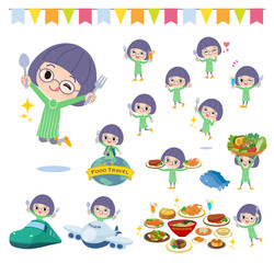 Green clothing Glasses girl_food festival