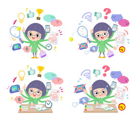 Green clothing Glasses girl_mulch task