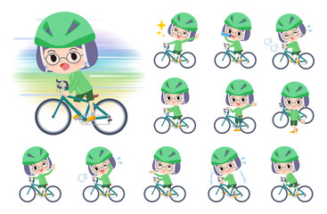Green clothing Glasses girl_road bike