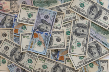 Top view of  American dollars.