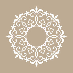 Decorative frame Elegant vector element for design in Eastern style, place for text. Floral beige border. Lace illustration for invitations and greeting cards