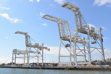 Fototapeta na wymiar West Coast Container Ship Cranes