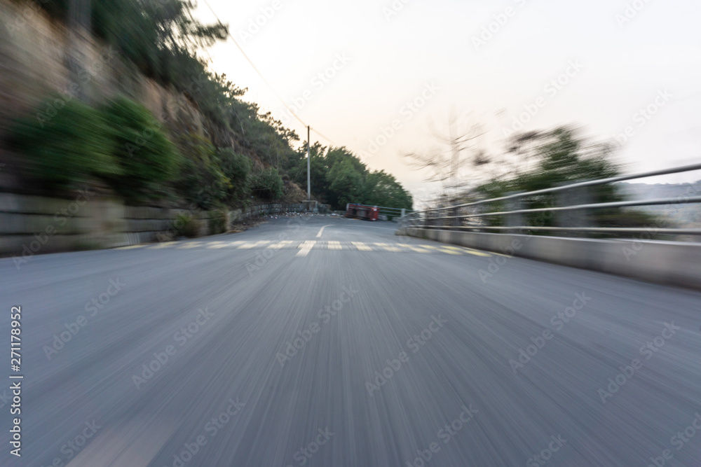 Wall mural empty road in city