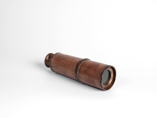 Close up Antique Monocular Telescope Isolated on White Background