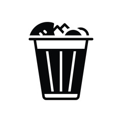 Black solid icon for garbage bin 