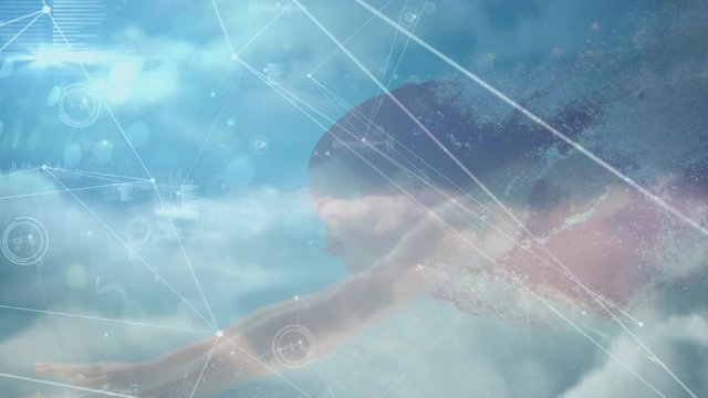 Woman swimming in the water