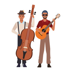Fototapeta premium musician playing bass and guitar