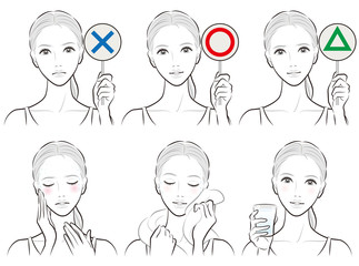熱中症対策をしている女性のイラスト