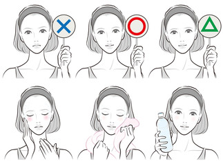 熱中症対策をしている女性のイラスト