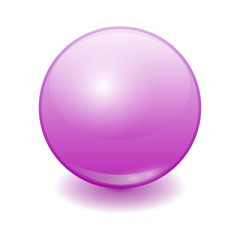 Obraz premium Vector realistic purple color plastic ball, shine sphere with patches of light isolated on white background. 3D illustration.