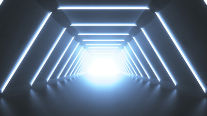 Futuristic empty corridor 3D render