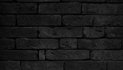 Black brick wall textured for background.