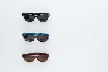 sunglasses isolated on white background top view with copy space for your text. flat lay. 