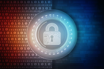 2d illustration Safety concept: Closed Padlock on digital background