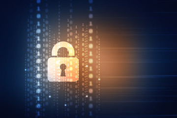 2d illustration Safety concept: Closed Padlock on digital background