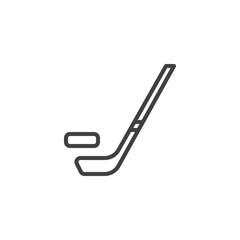 Fototapeta premium Hockey Stick and Puck line icon. linear style sign for mobile concept and web design. Ice hockey outline vector icon. Sport symbol, logo illustration. Vector graphics