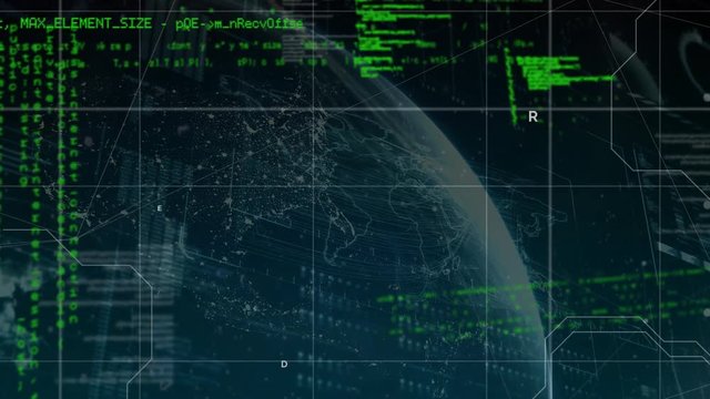 Program codes and a globe with digital interface