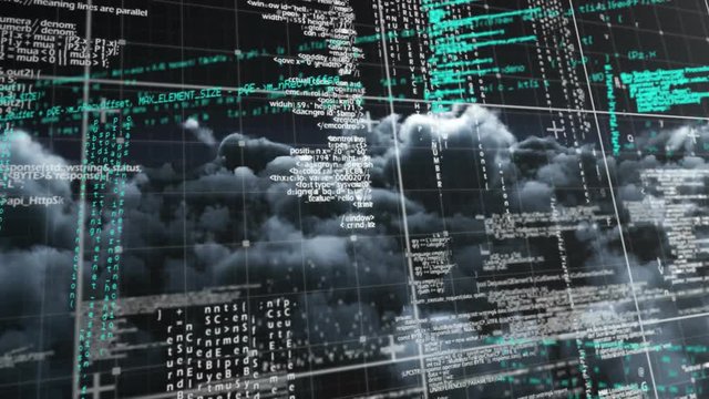 Dark clouds in the sky and program codes
