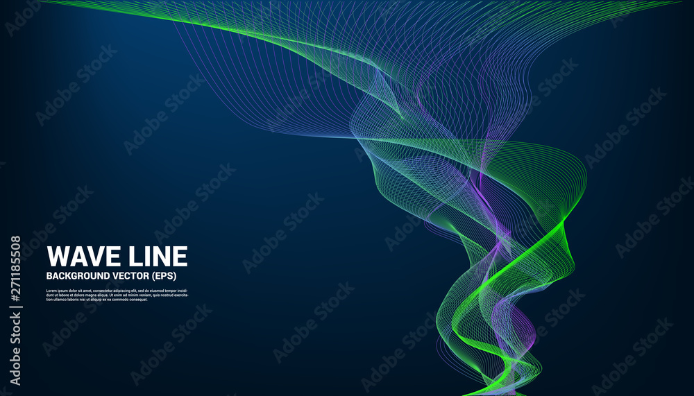 Poster Blue and green Sound wave line curve on dark background. Element for theme technology futuristic vector