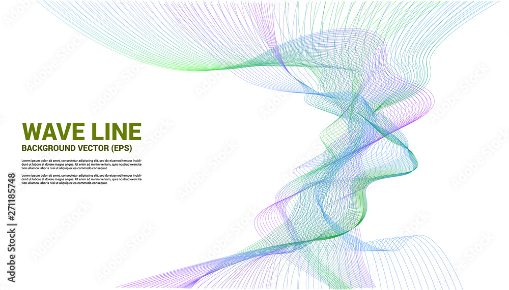 Poster blue and green sound wave line curve on white background. element for theme technology futuristic ve