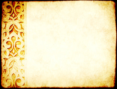 Grunge background with paper texture and ornament in Moroccan style