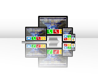 website on computer laptop tablet phone with reflection