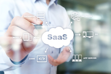 SaaS, Software as a Service. Internet and networking concept.